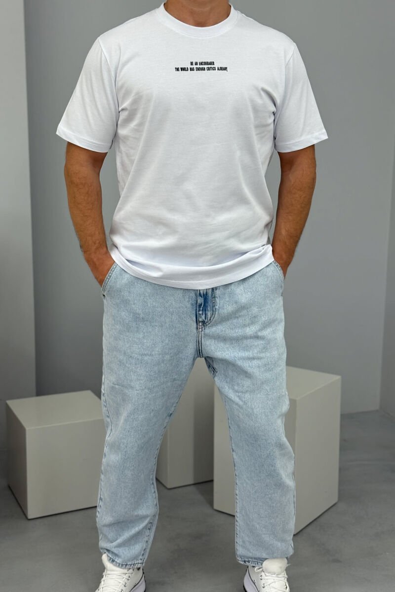LITTLE WRITTINGS ROUND NECK MEN T-SHIRT WHITE-E BARDHE - 1