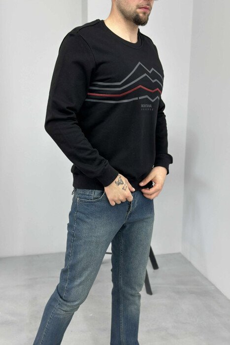 LITTLE WRITTINGS SIMPLE DESIGN MEN SWEATSHIRT BLACK/ E ZEZE - 2