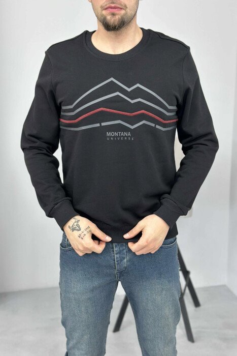 LITTLE WRITTINGS SIMPLE DESIGN MEN SWEATSHIRT BLACK/ E ZEZE - 3