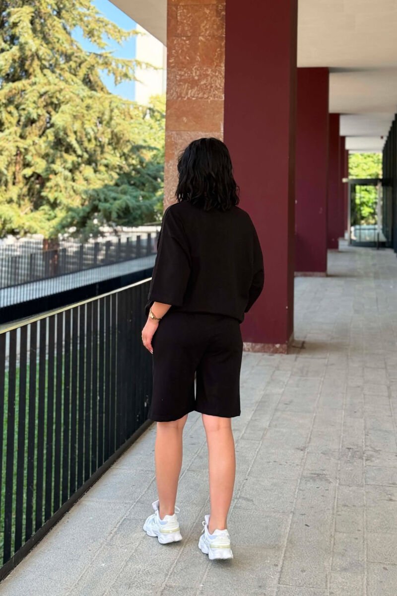 LITTLE WRITTINGS T-SHIRT + SHORT SWEAPANTS WOMAN SET BLACK/ E ZEZE - 2