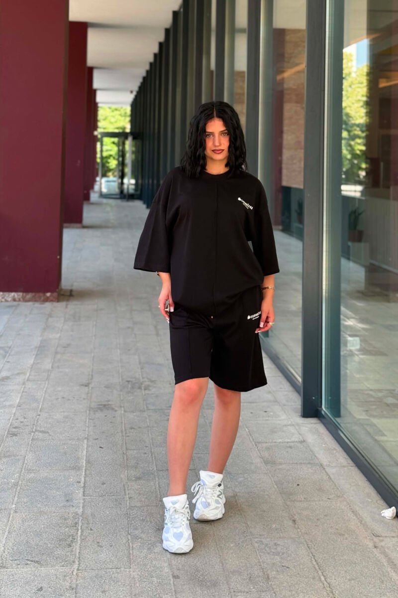 LITTLE WRITTINGS T-SHIRT + SHORT SWEAPANTS WOMAN SET BLACK/ E ZEZE - 4