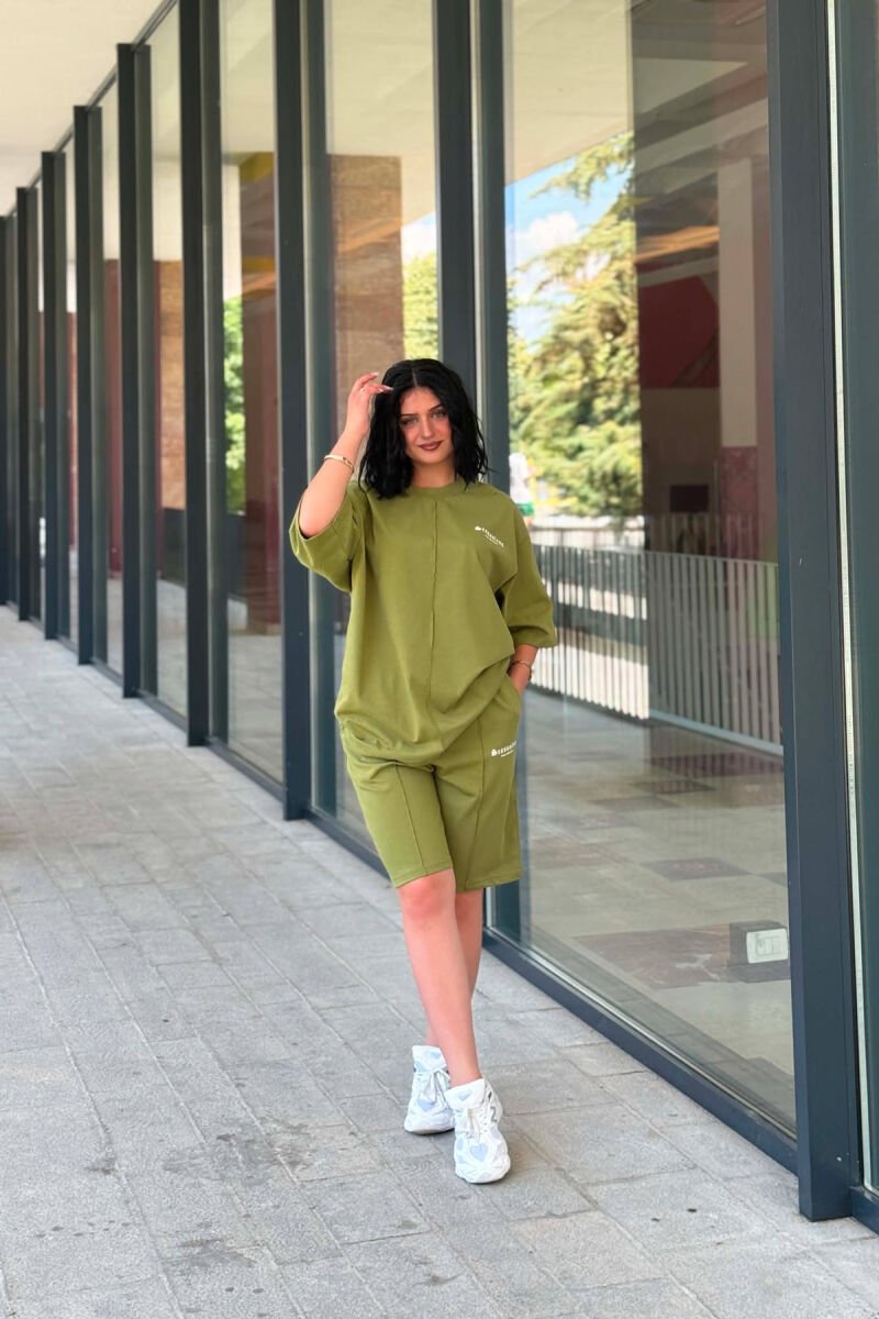 LITTLE WRITTINGS T-SHIRT + SHORT SWEAPANTS WOMAN SET OLIVE/ULLI - 3