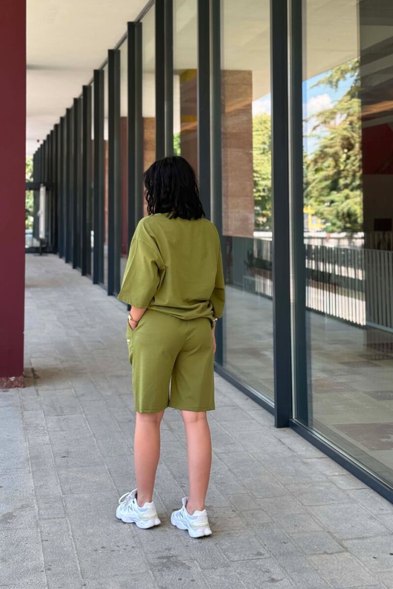 LITTLE WRITTINGS T-SHIRT + SHORT SWEAPANTS WOMAN SET OLIVE/ULLI - 4