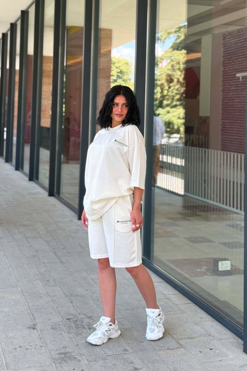LITTLE WRITTINGS T-SHIRT + SHORT SWEAPANTS WOMAN SET WHITE-E BARDHE - 3