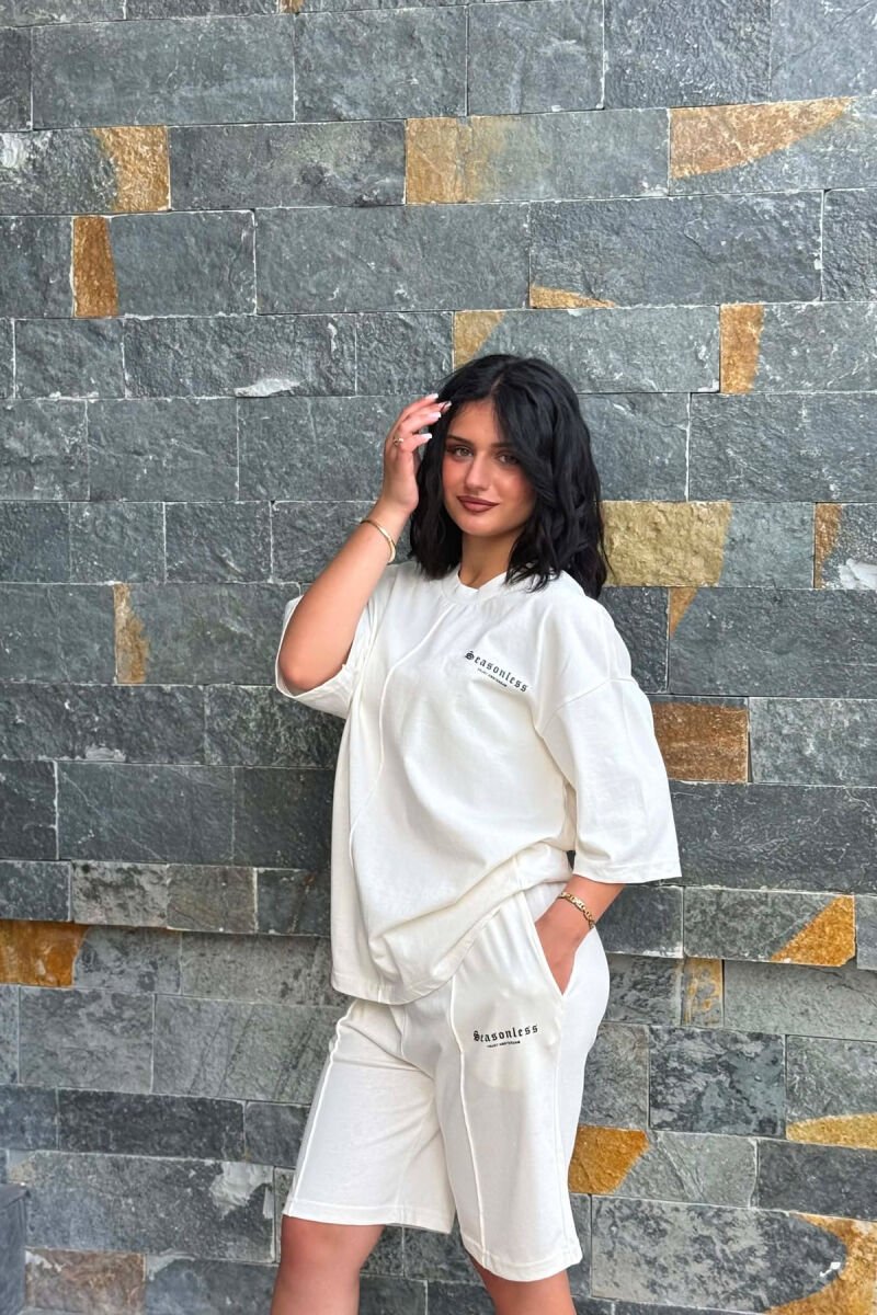 LITTLE WRITTINGS T-SHIRT + SHORT SWEAPANTS WOMAN SET WHITE-E BARDHE - 6