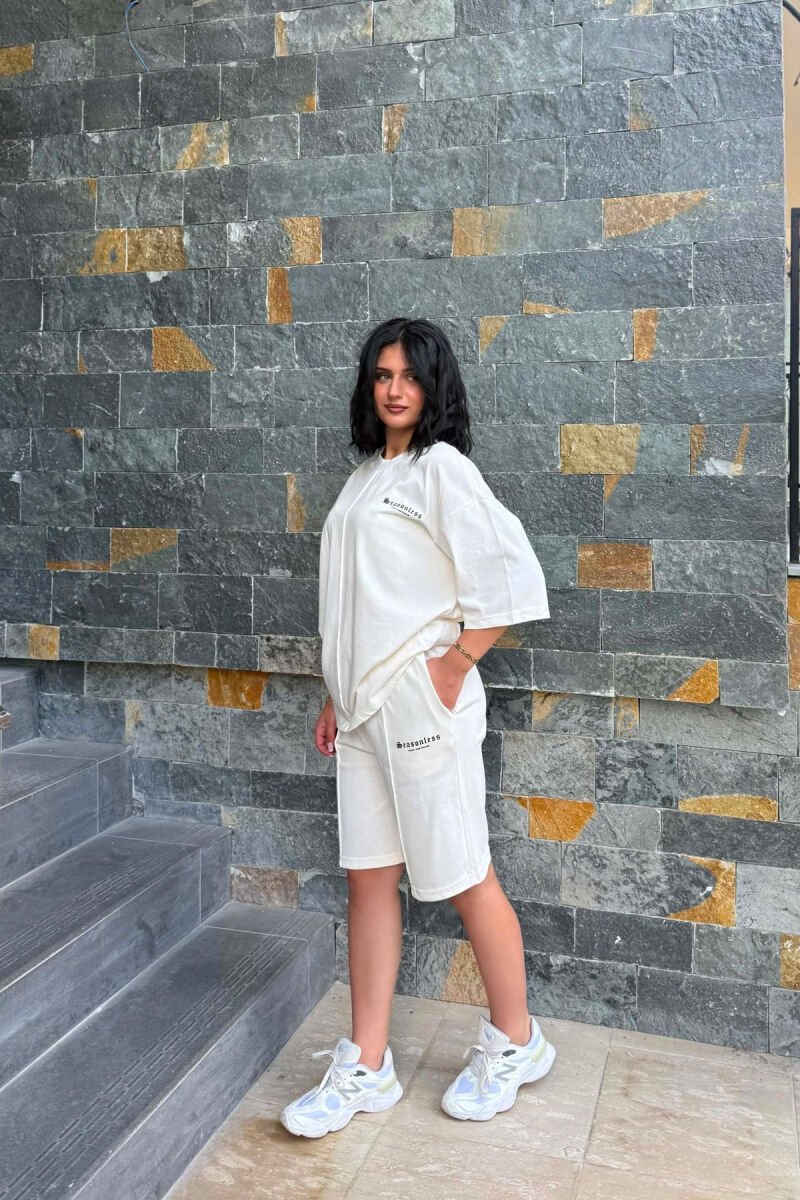 LITTLE WRITTINGS T-SHIRT + SHORT SWEAPANTS WOMAN SET WHITE-E BARDHE - 8