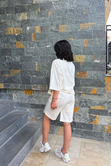 LITTLE WRITTINGS T-SHIRT + SHORT SWEAPANTS WOMAN SET WHITE-E BARDHE - 10