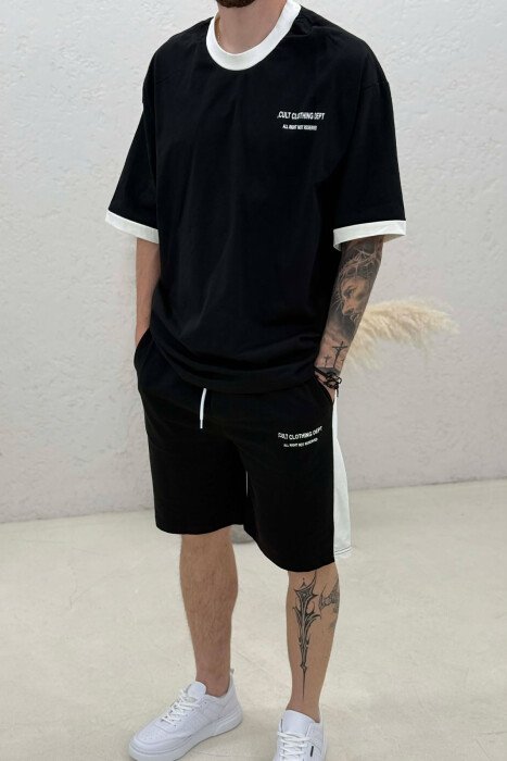 LITTLE WRITTINGS T-SHIRT + SHORTS MEN SET BLACK/ E ZEZE - 2