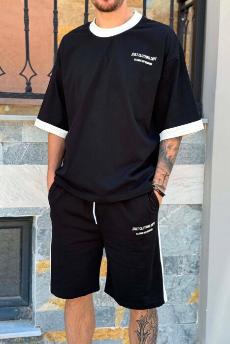 LITTLE WRITTINGS T-SHIRT + SHORTS MEN SET BLACK/ E ZEZE - 2