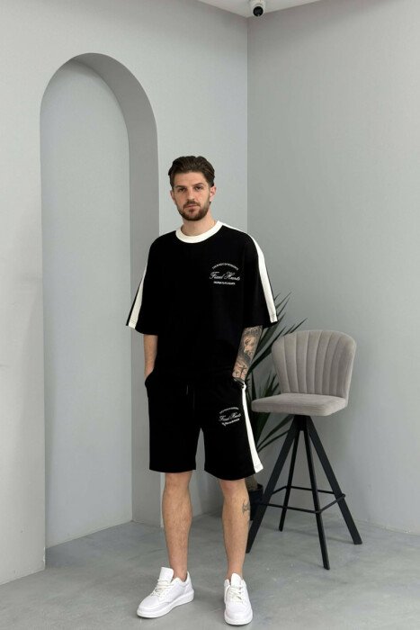 LITTLE WRITTINGS T-SHIRT + SHORTS MEN SET BLACK/ E ZEZE 