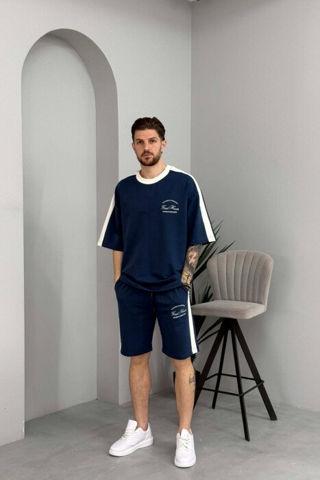 LITTLE WRITTINGS T-SHIRT + SHORTS MEN SET BLUE/BLU 