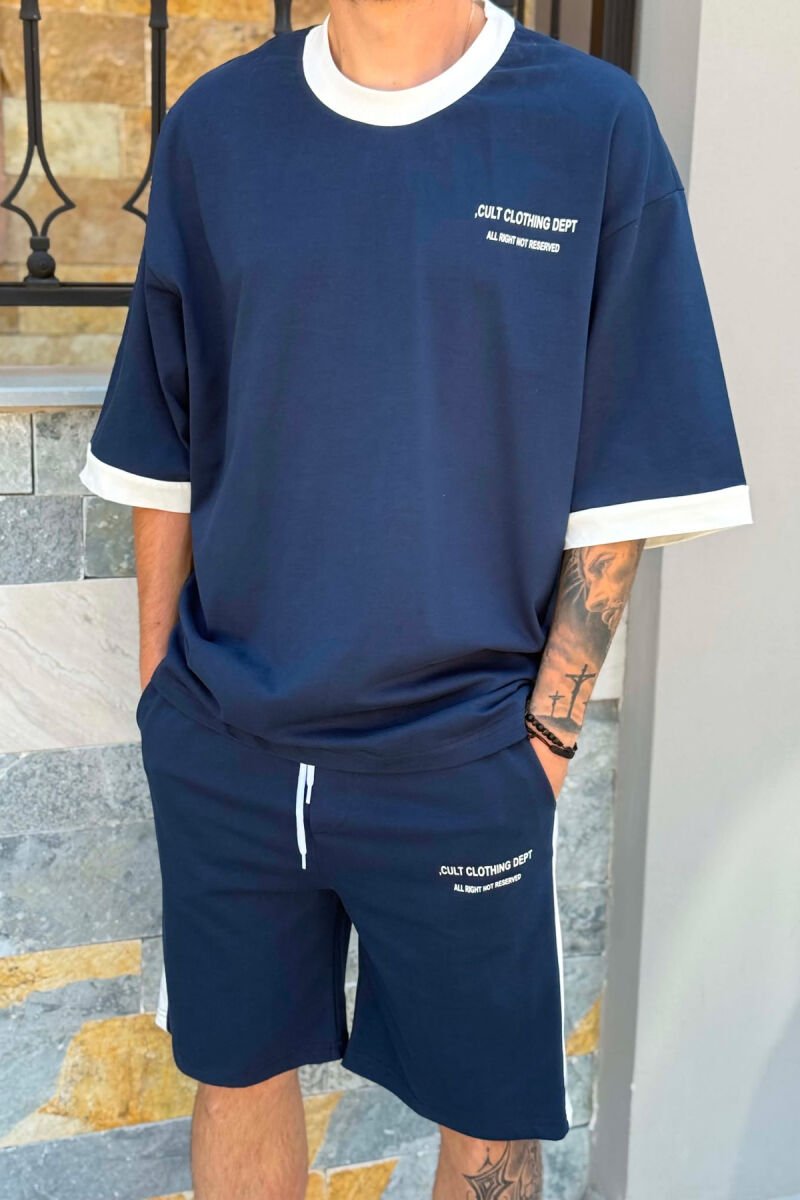 LITTLE WRITTINGS T-SHIRT + SHORTS MEN SET BLUE/BLU - 2