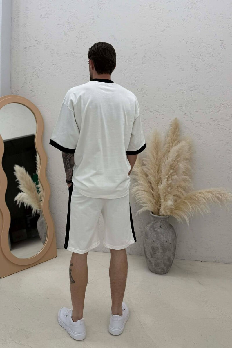 LITTLE WRITTINGS T-SHIRT + SHORTS MEN SET CREAM/KREM - 4