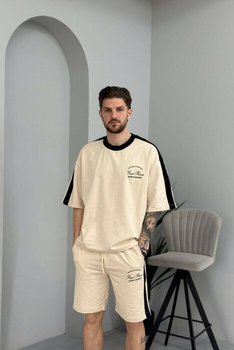 LITTLE WRITTINGS T-SHIRT + SHORTS MEN SET CREAM/KREM - 2