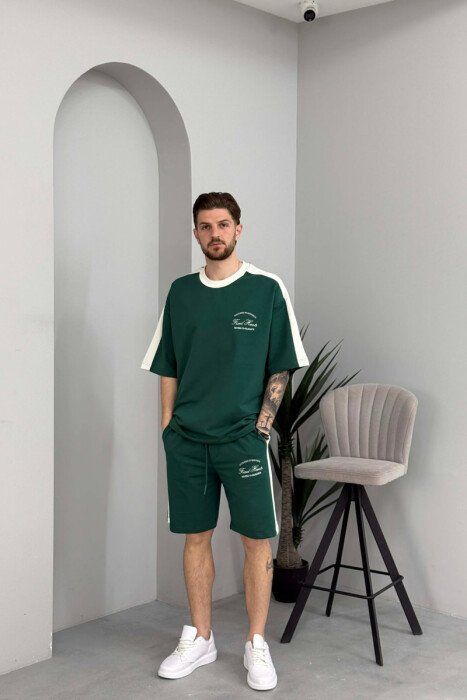 SET T-SHIRT ME SHKRIME TE VOGLA + TUTA TE SHKURTRA PER MESHKUJ NE NGJYRE JESHILE 
