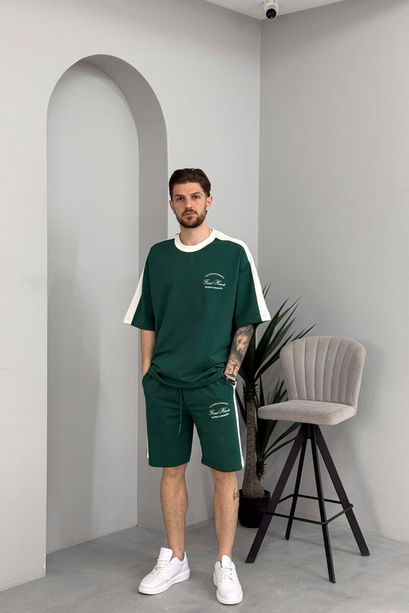 LITTLE WRITTINGS T-SHIRT + SHORTS MEN SET GREEN/JESHILE - 1