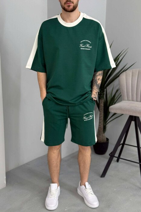 LITTLE WRITTINGS T-SHIRT + SHORTS MEN SET GREEN/JESHILE - 2