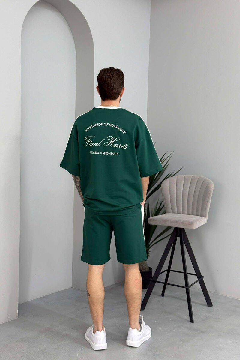 LITTLE WRITTINGS T-SHIRT + SHORTS MEN SET GREEN/JESHILE - 4