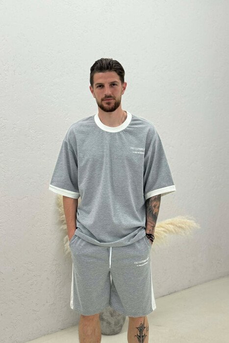 LITTLE WRITTINGS T-SHIRT + SHORTS MEN SET GREY/GRI - 3
