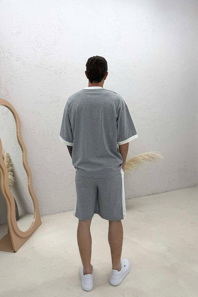 LITTLE WRITTINGS T-SHIRT + SHORTS MEN SET GREY/GRI - 4