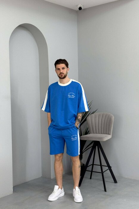 LITTLE WRITTINGS T-SHIRT + SHORTS MEN SET LIGHTBLUE/BZ - 1