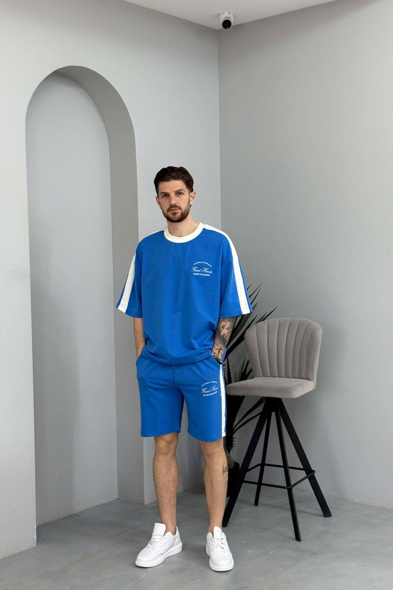 LITTLE WRITTINGS T-SHIRT + SHORTS MEN SET LIGHTBLUE/BZ - 1