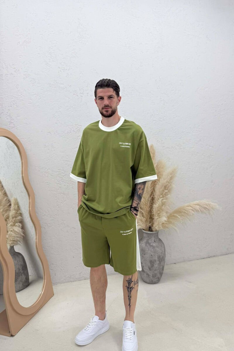 LITTLE WRITTINGS T-SHIRT + SHORTS MEN SET OLIVE/ULLI - 1