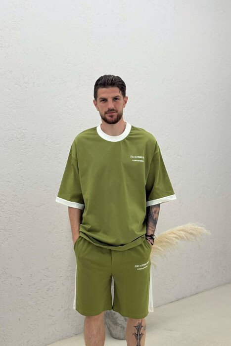 LITTLE WRITTINGS T-SHIRT + SHORTS MEN SET OLIVE/ULLI - 3