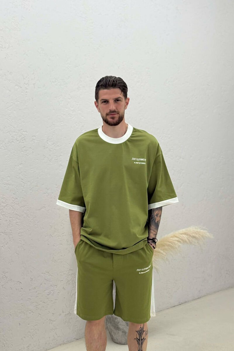 LITTLE WRITTINGS T-SHIRT + SHORTS MEN SET OLIVE/ULLI - 3