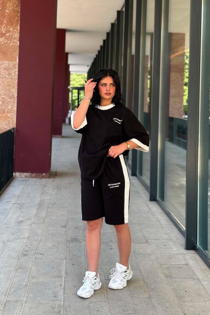 LITTLE WRITTINGS T-SHIRT + SHORTS WOMEN SET BLACK/ E ZEZE - 1