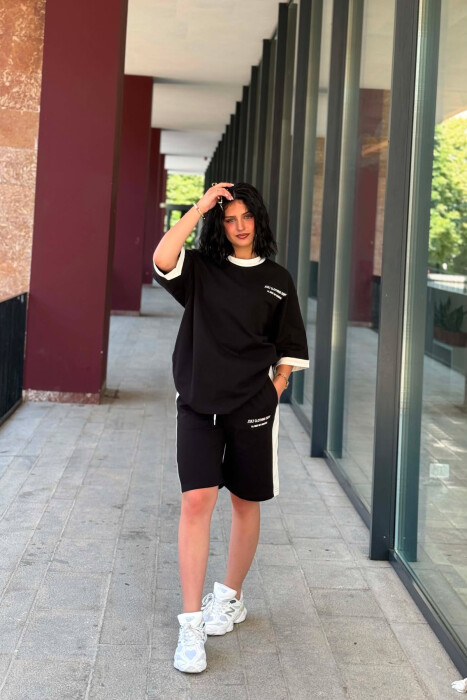LITTLE WRITTINGS T-SHIRT + SHORTS WOMEN SET BLACK/ E ZEZE - 2