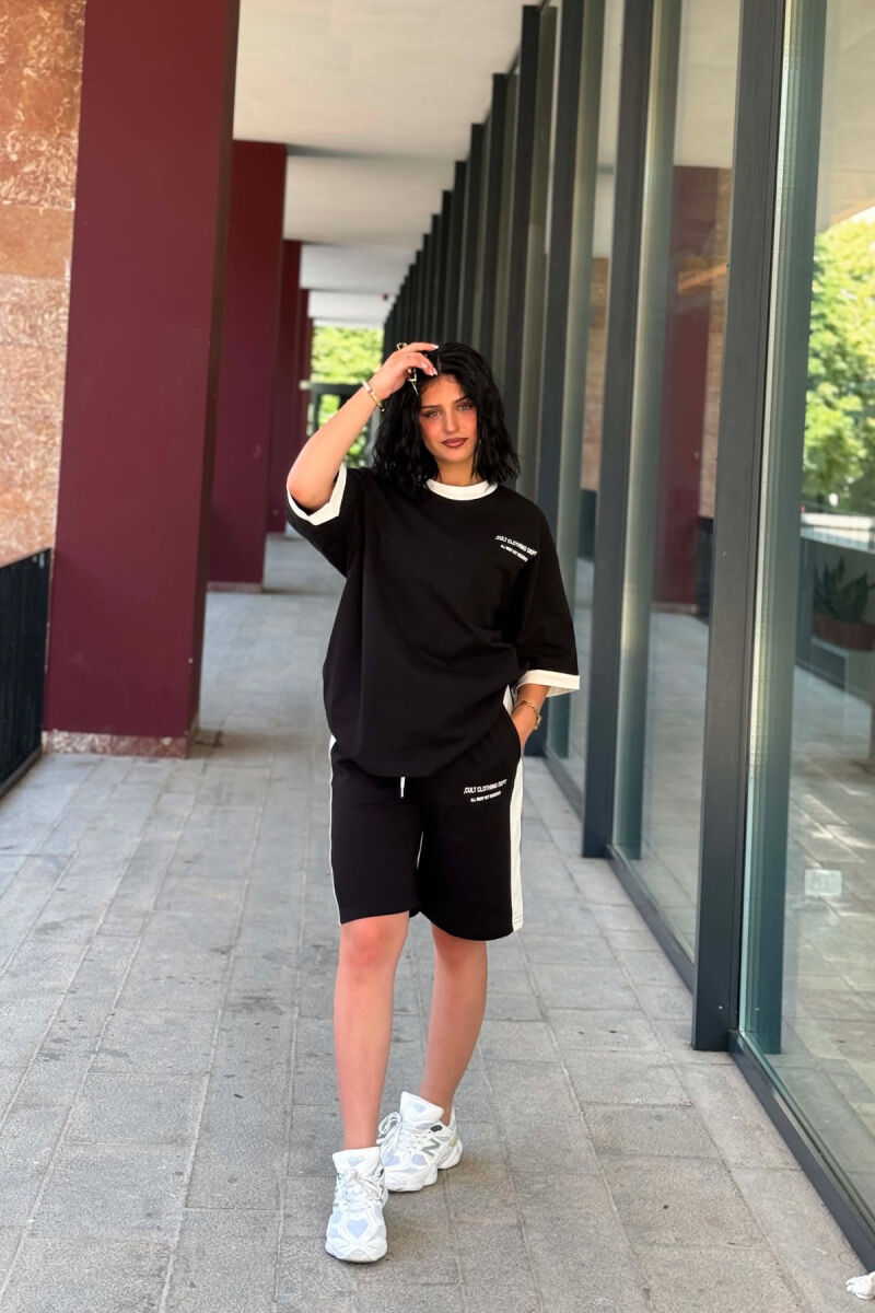 LITTLE WRITTINGS T-SHIRT + SHORTS WOMEN SET BLACK/ E ZEZE - 2