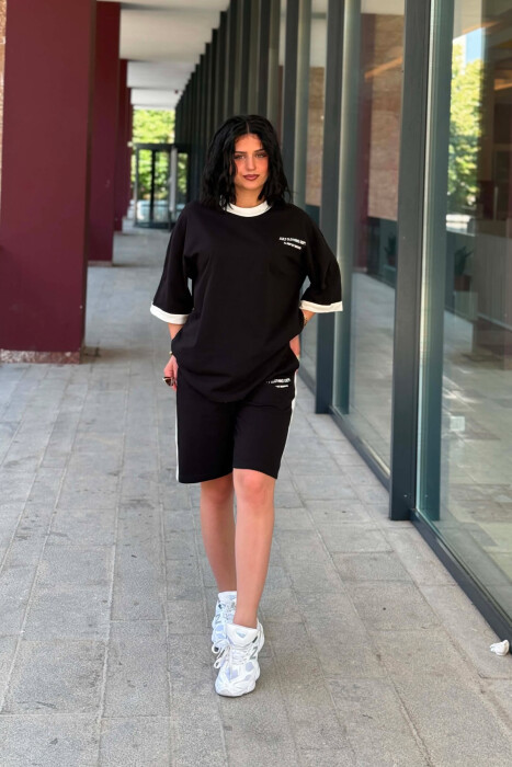 LITTLE WRITTINGS T-SHIRT + SHORTS WOMEN SET BLACK/ E ZEZE - 4