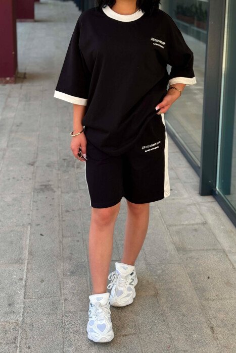 LITTLE WRITTINGS T-SHIRT + SHORTS WOMEN SET BLACK/ E ZEZE - 6