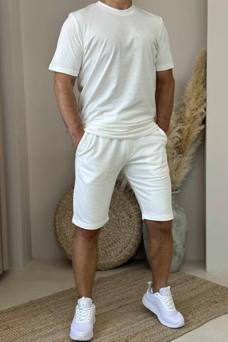 LITTLE WRITTINGS T-SHIRT+SHORTS MEN SET WHITE-E BARDHE - 
