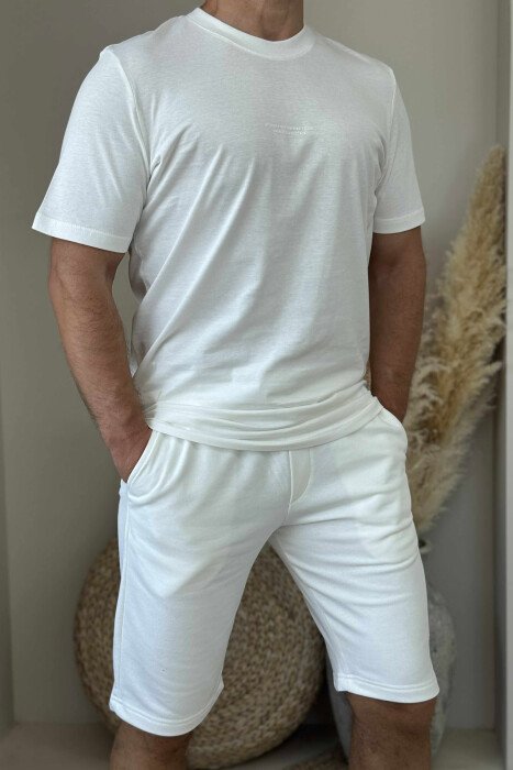 LITTLE WRITTINGS T-SHIRT+SHORTS MEN SET WHITE-E BARDHE - 2