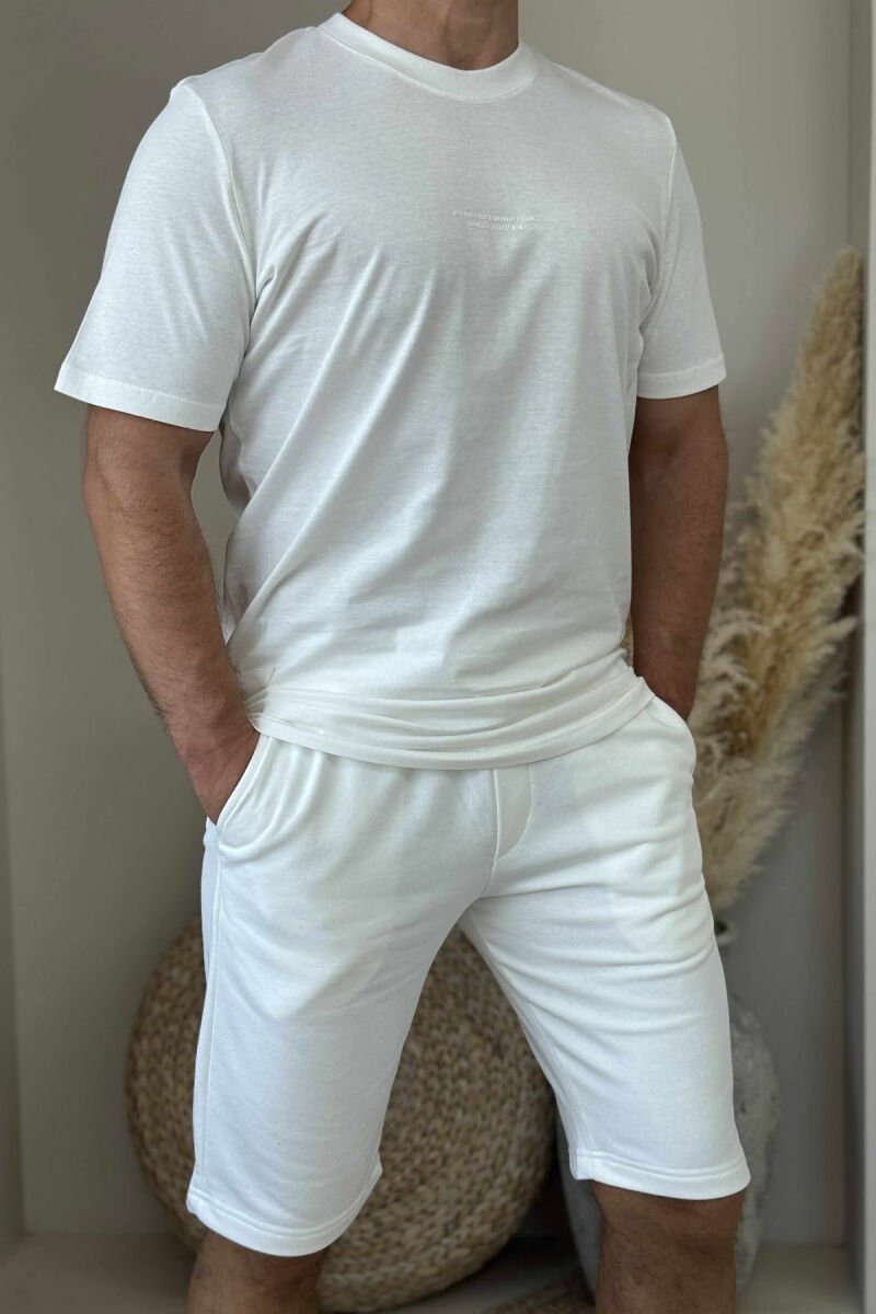 LITTLE WRITTINGS T-SHIRT+SHORTS MEN SET WHITE-E BARDHE - 2