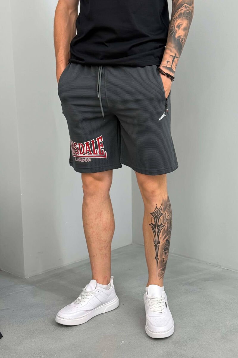 LONDON WRITTING SHORT MEN SWEATPANTS DARK GREY/GEE - 4