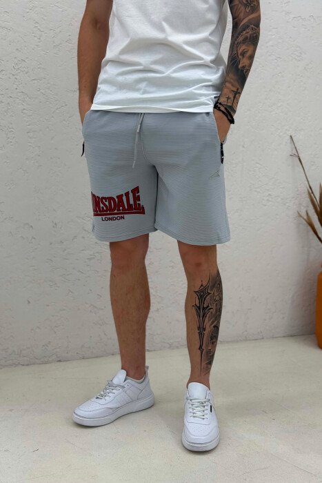 LONDON WRITTING SHORT MEN SWEATPANTS LIGHT GREY/GZ - 4
