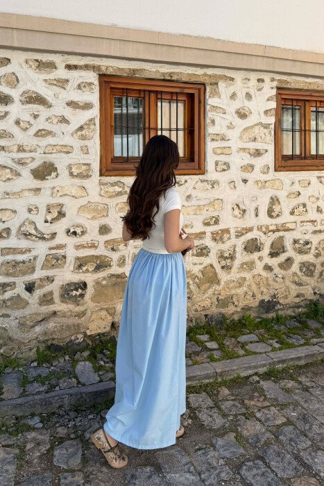 LONG BELT DETAIL WOMEN DRESS LIGHTBLUE/BZ - 2