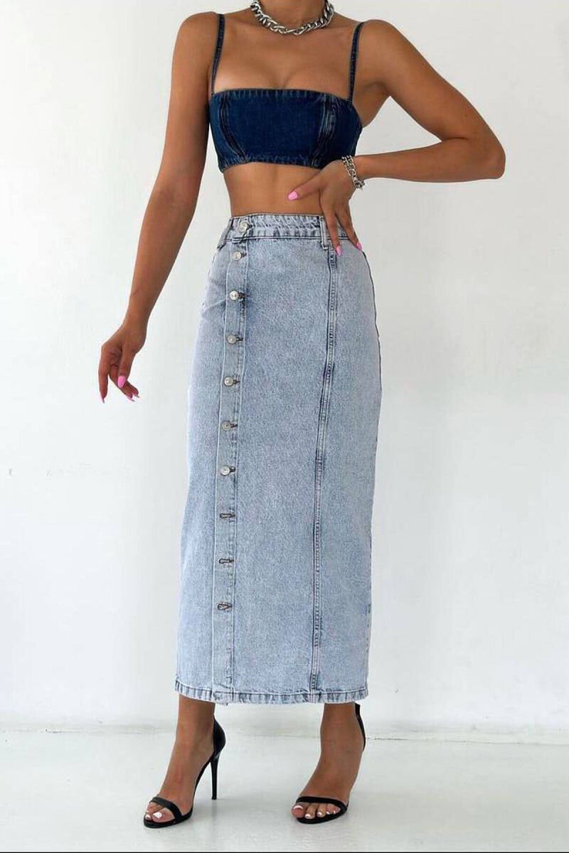LONG BUTTONS WOMEN SKIRT LIGHTBLUE/BZ - 1