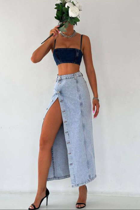 LONG BUTTONS WOMEN SKIRT LIGHTBLUE/BZ - 2