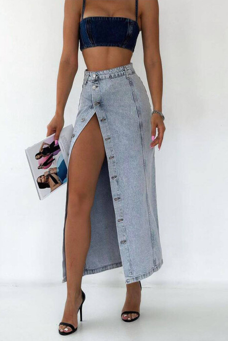 LONG BUTTONS WOMEN SKIRT LIGHTBLUE/BZ - 3