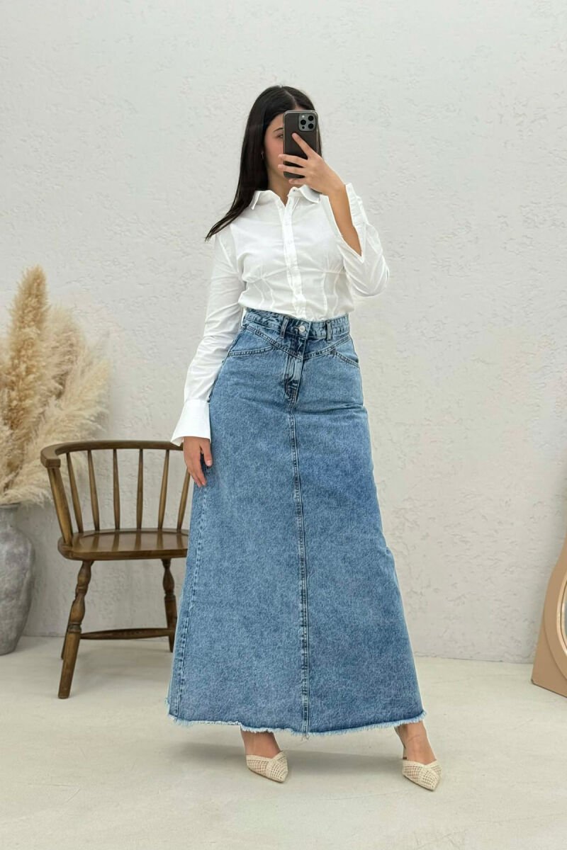 LONG DENIM WOMEN SKIRT BLUE/BLU - 3