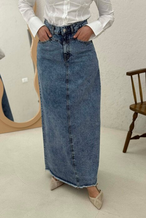 LONG DENIM WOMEN SKIRT BLUE/BLU - 4