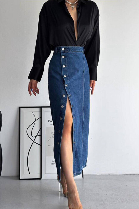 LONG DENIM WOMEN SKIRT BLUE/BLU - 2