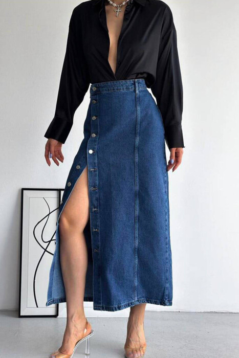 LONG DENIM WOMEN SKIRT BLUE/BLU - 3