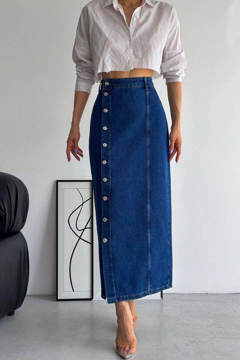 LONG DENIM WOMEN SKIRT BLUE/BLU - 1