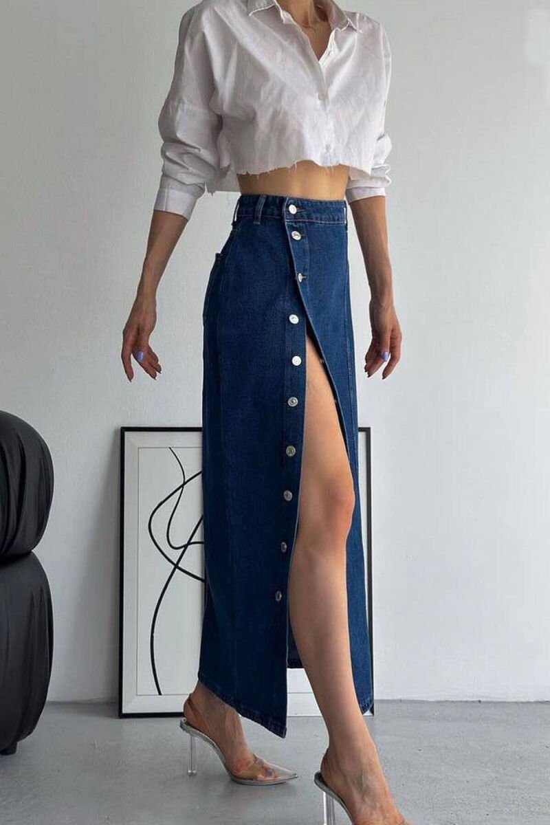 LONG DENIM WOMEN SKIRT BLUE/BLU - 2