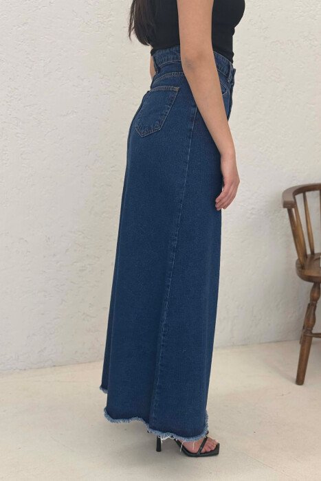 LONG DENIM WOMEN SKIRT DARK BLUE/BEE - 3